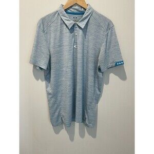Oakley Polo Shirt Stretch Mens XL Sea Blue Logo‎ Sleeve Golf